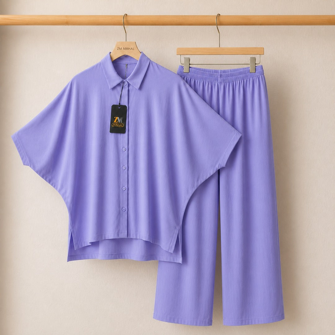 Mahal Luxe Batwing Shirt & Wide-Leg Co-Ord Set