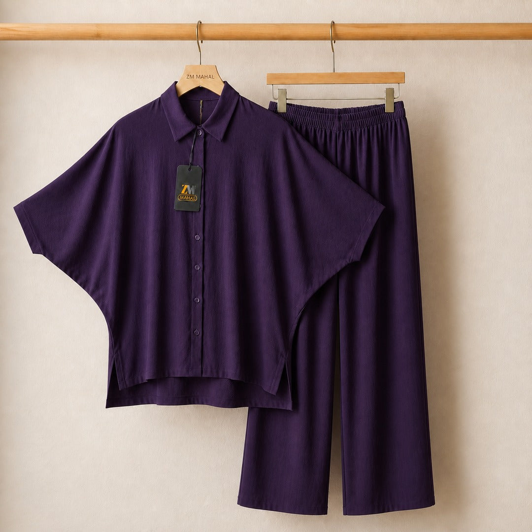 Mahal Luxe Batwing Shirt & Wide-Leg Co-Ord Set
