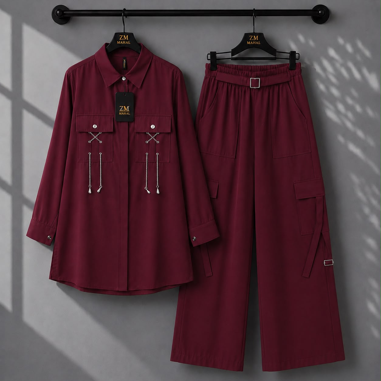 Rivaa Cargo 2-Piece Set – Maroon