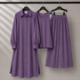 Modest Suit Long Top, Inner & Wide-Leg Pants 3-Piece