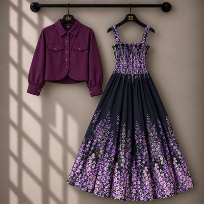Mireya Turkish Smocked Maxi & Cropped Jacket Set | ZM-004