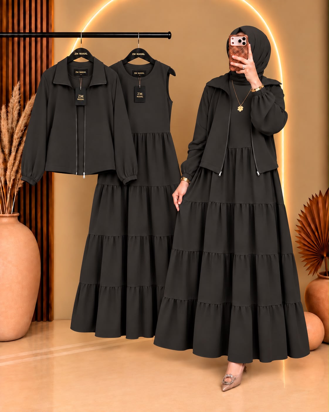 Elif Turkish Tiered Maxi & Jacket Set | ZM-036