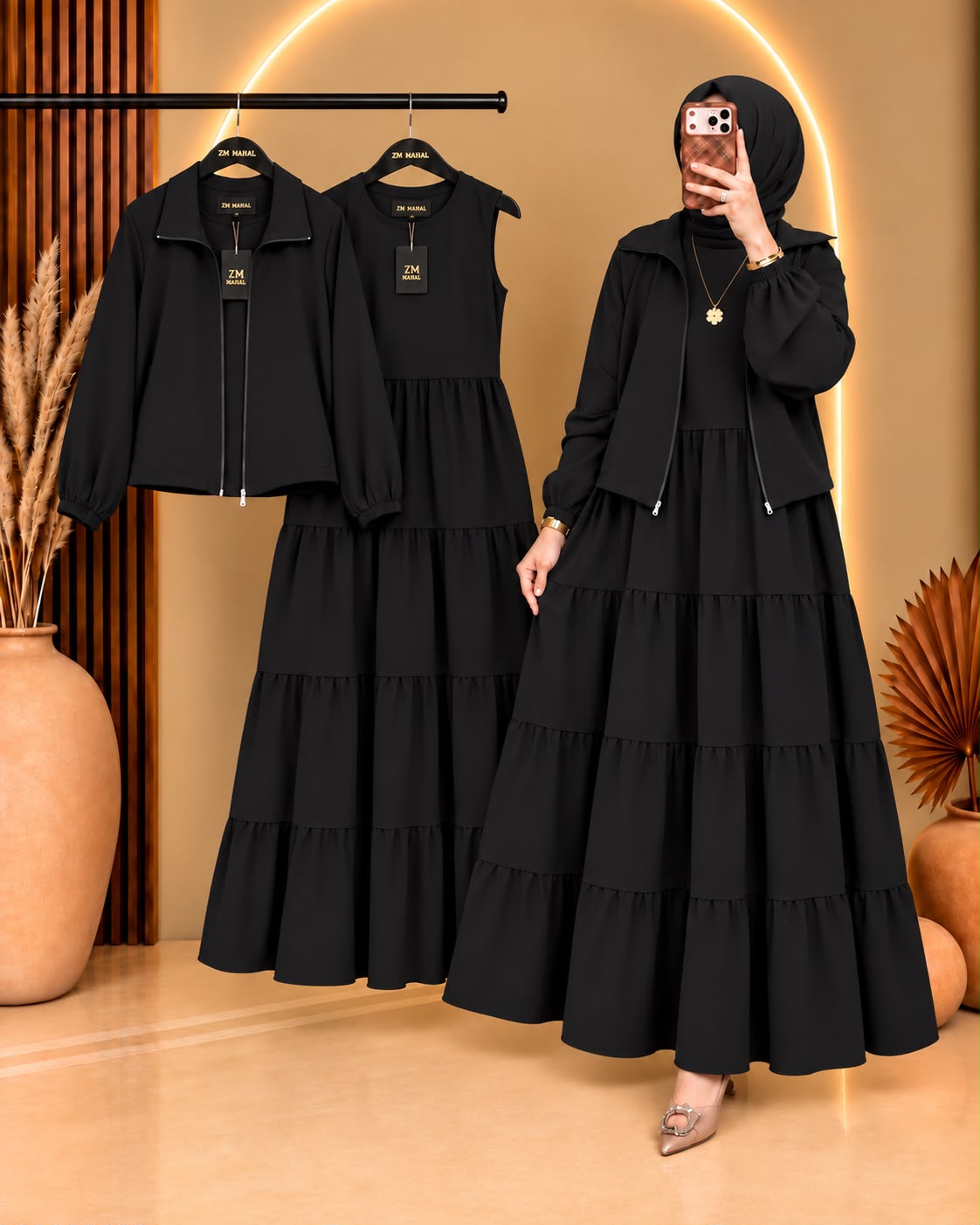 Elif Turkish Tiered Maxi & Jacket Set | ZM-036