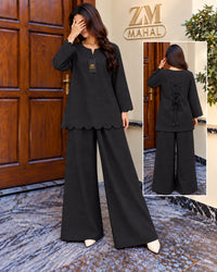 Zayra Scallop Lace-Up Co-Ord Set – 2 Piece