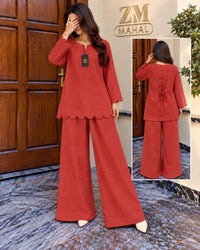 Zayra Scallop Lace-Up Co-Ord Set – 2 Piece