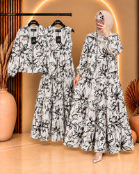 Elif Printed Turkish Tiered Maxi Jacket Set - ZM-036