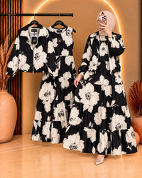 Elif Printed Turkish Tiered Maxi Jacket Set - ZM-036