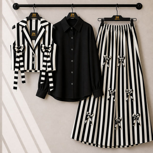 Urban Stripe Skirt Set 3-Piece