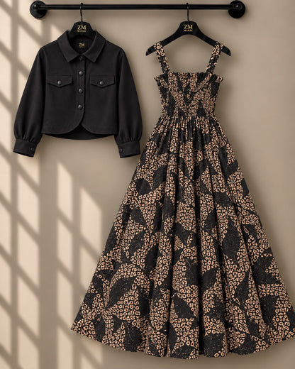 Mireya Turkish Smocked Maxi & Cropped Jacket Set | ZM-004