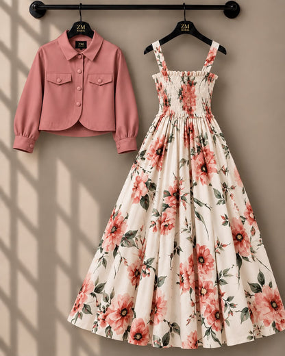 Mireya Turkish Smocked Maxi & Cropped Jacket Set | ZM-004