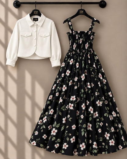 Mireya Turkish Smocked Maxi & Cropped Jacket Set | ZM-004