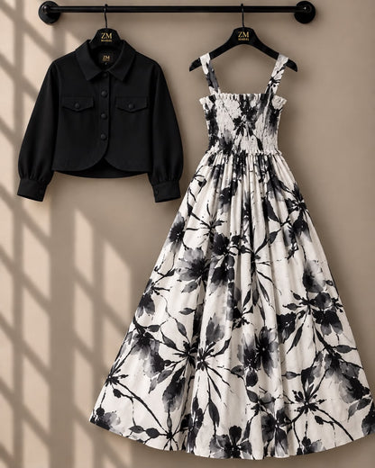 Mireya Turkish Smocked Maxi & Cropped Jacket Set | ZM-004