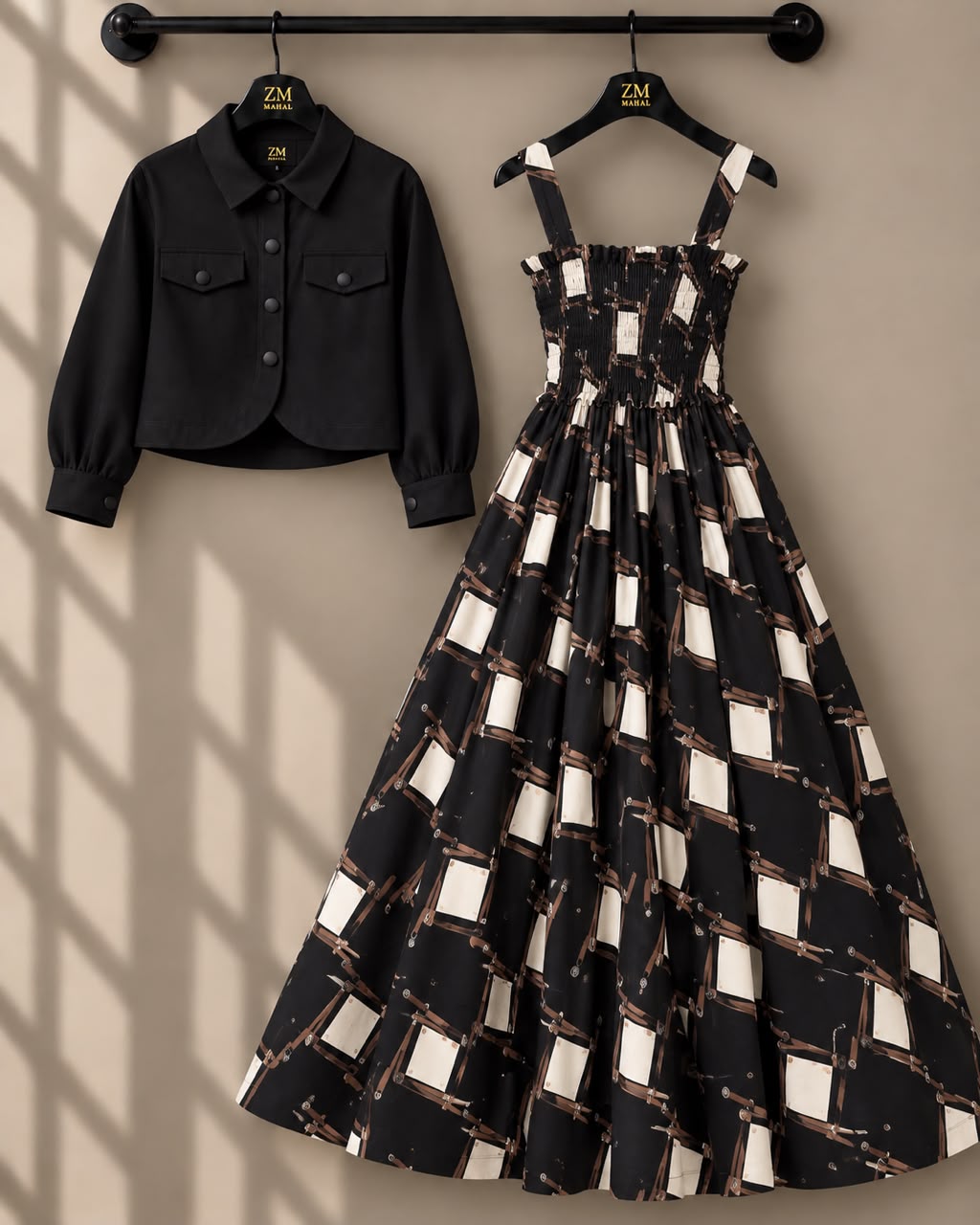 Mireya Turkish Smocked Maxi & Cropped Jacket Set | ZM-004