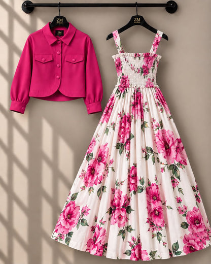 Mireya Turkish Smocked Maxi & Cropped Jacket Set | ZM-004