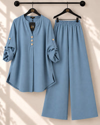 Solid Elara Co-Ord Set - T-Pink, L | AmalXpress