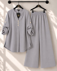 Solid Elara Co-Ord Set - Black, M | AmalXpress