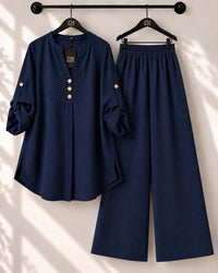 Solid Elara Co-Ord Set - Black, L | AmalXpress