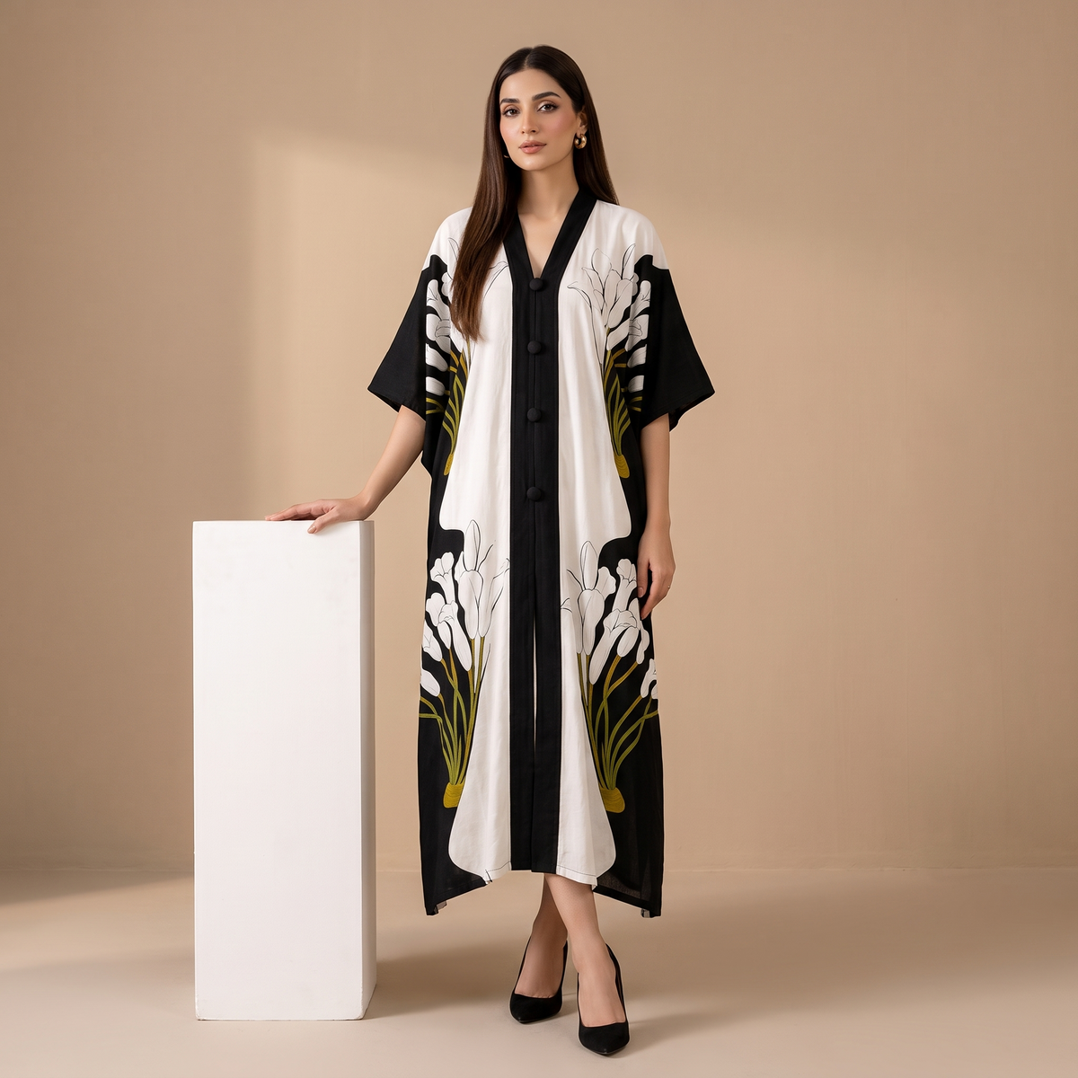Zahr-e-Noor Floral Turkish Kaftan ZM-009