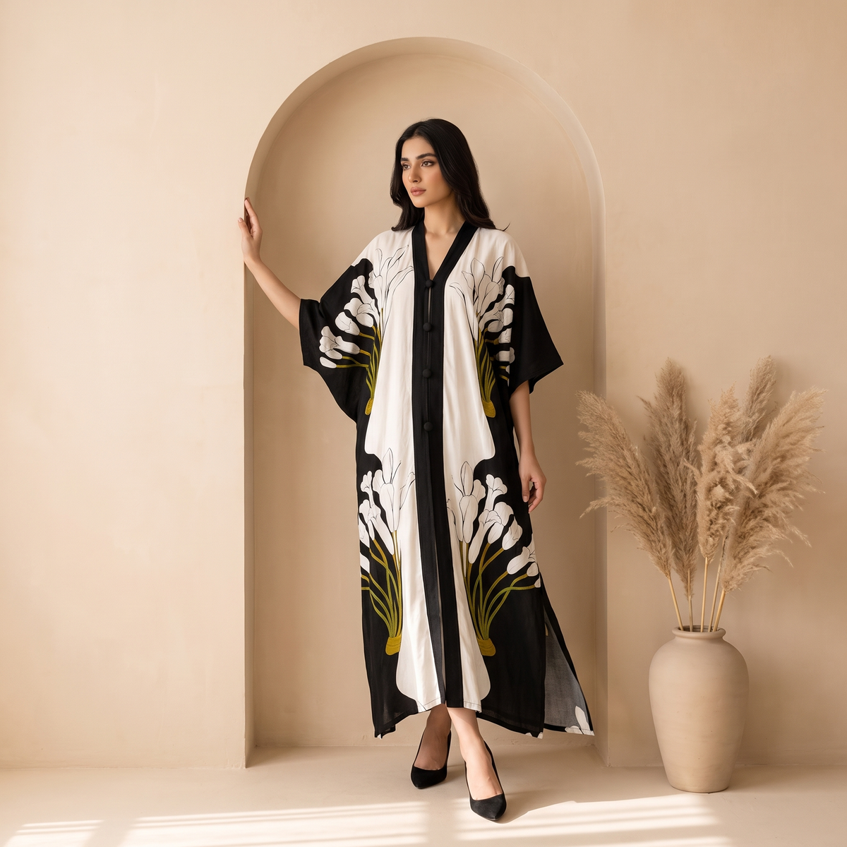 Zahr-e-Noor Floral Turkish Kaftan ZM-009