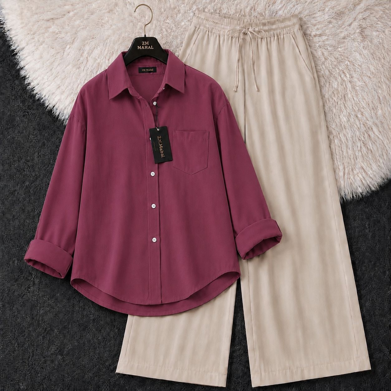 Oversized Shirt & Wide-Leg Co-Ord Set