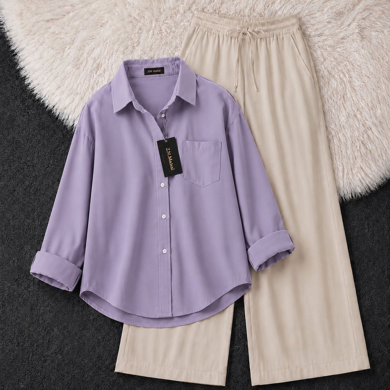 Oversized Shirt & Wide-Leg Co-Ord Set