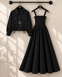 Turkish Ruched Jacket Maxi Set | ZM-003