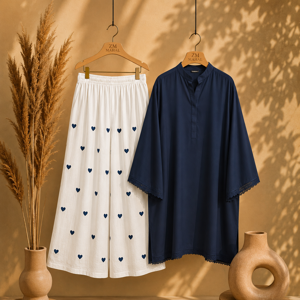 Elegant Heart Embroidery Co-Ord Set for Women