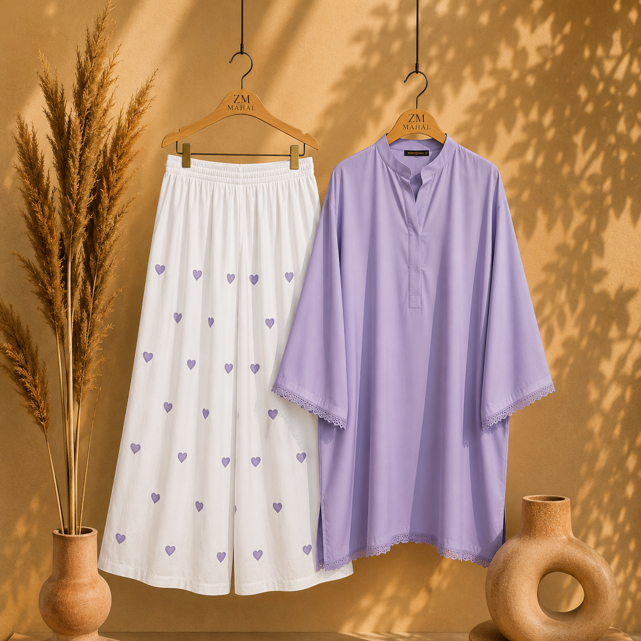 Elegant Heart Embroidery Co-Ord Set for Women