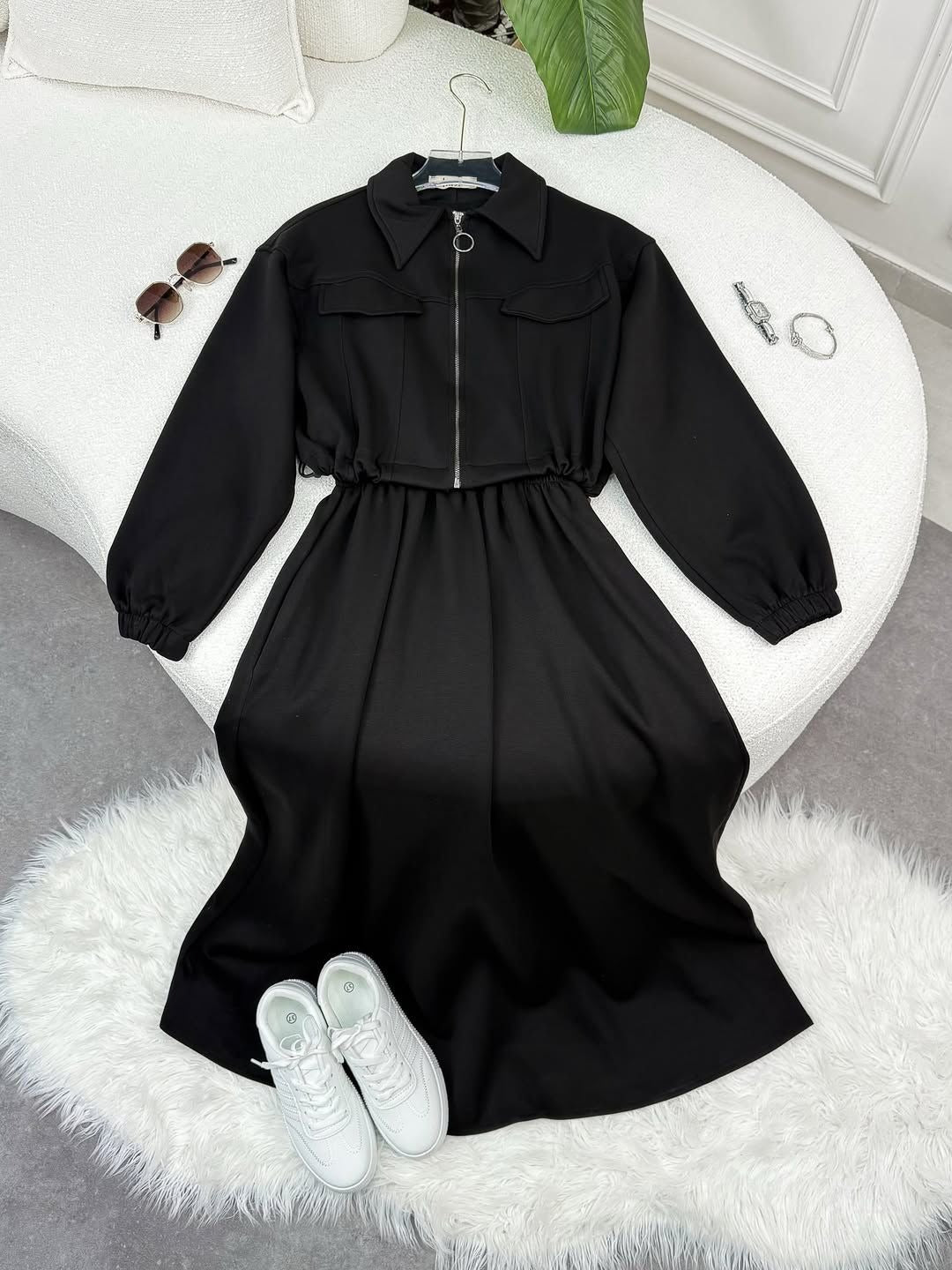 Drop Shoulder Short Jacket Maxi Style 2-Pcs Winter Co-Ord Set. WWTS-15