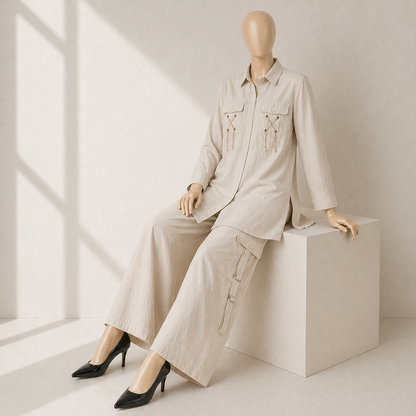 Luxury Textured Co-Ord Set – Premium Shirt & Cargo Trouser