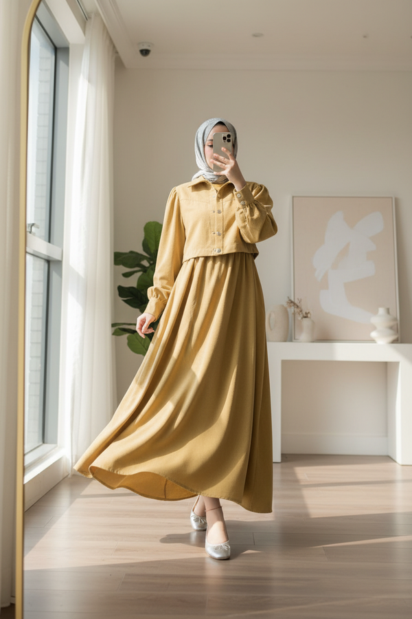Buttoned Zarif Modest Dress