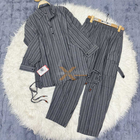 Striped Two-Piece Cord Set | AM-6