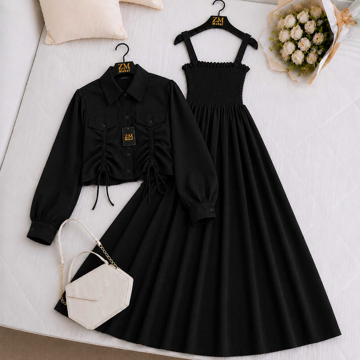 Turkish Ruched Jacket Maxi Set | ZM-003