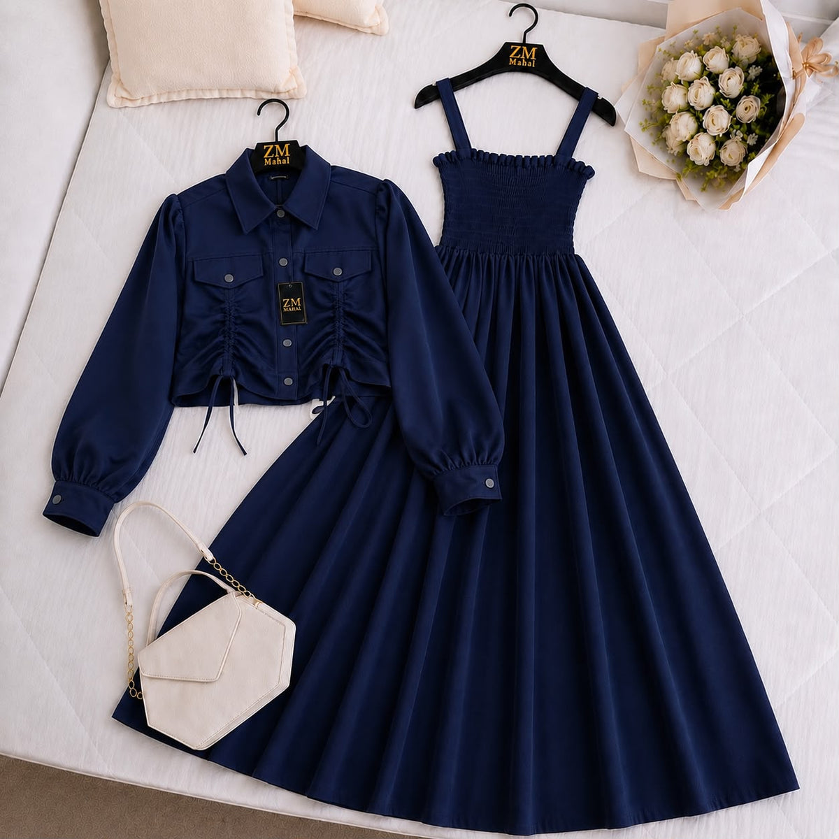 Turkish Ruched Jacket Maxi Set | ZM-003